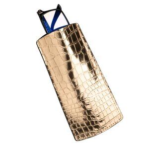 Gold Luxury Calfskin Glasses Case – Alligator‑Style Texture